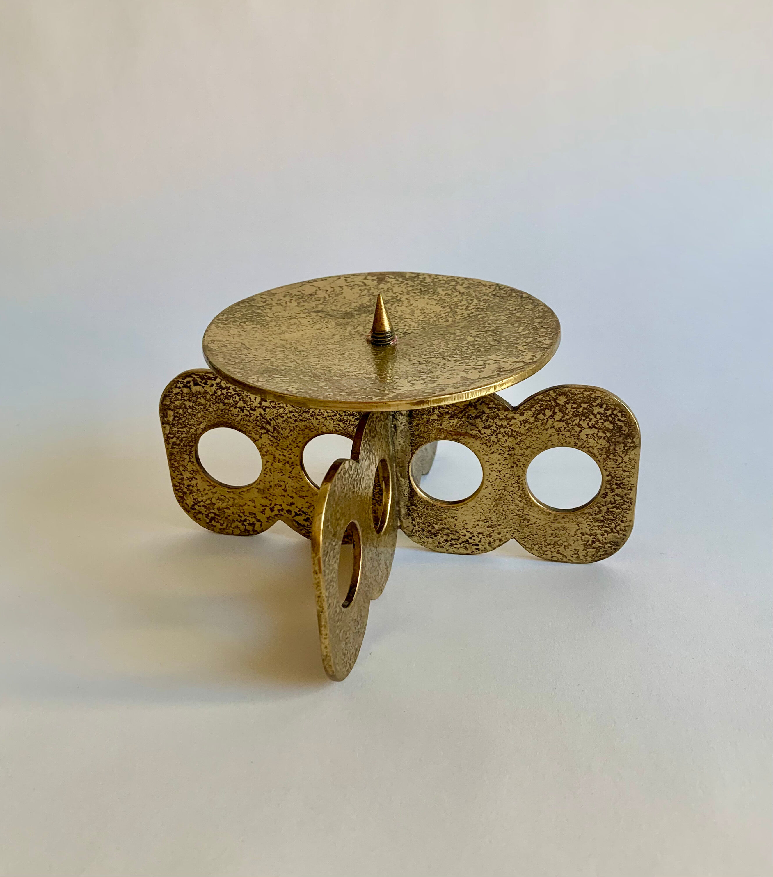 Brutalist bronze candleholder, 1970s