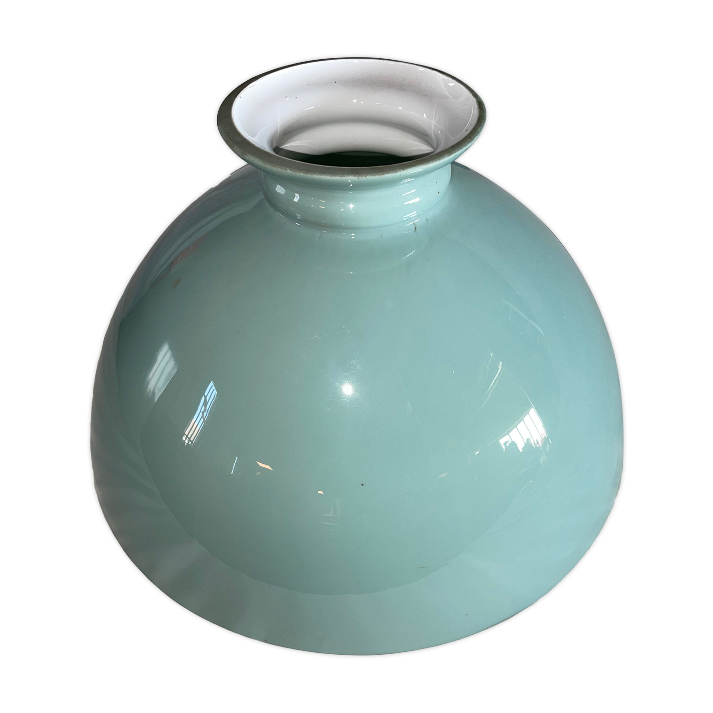 Abat-jour bleu clair extérieur blanc intérieur en céramique