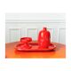 Oval red ceramic dish Italy 60s