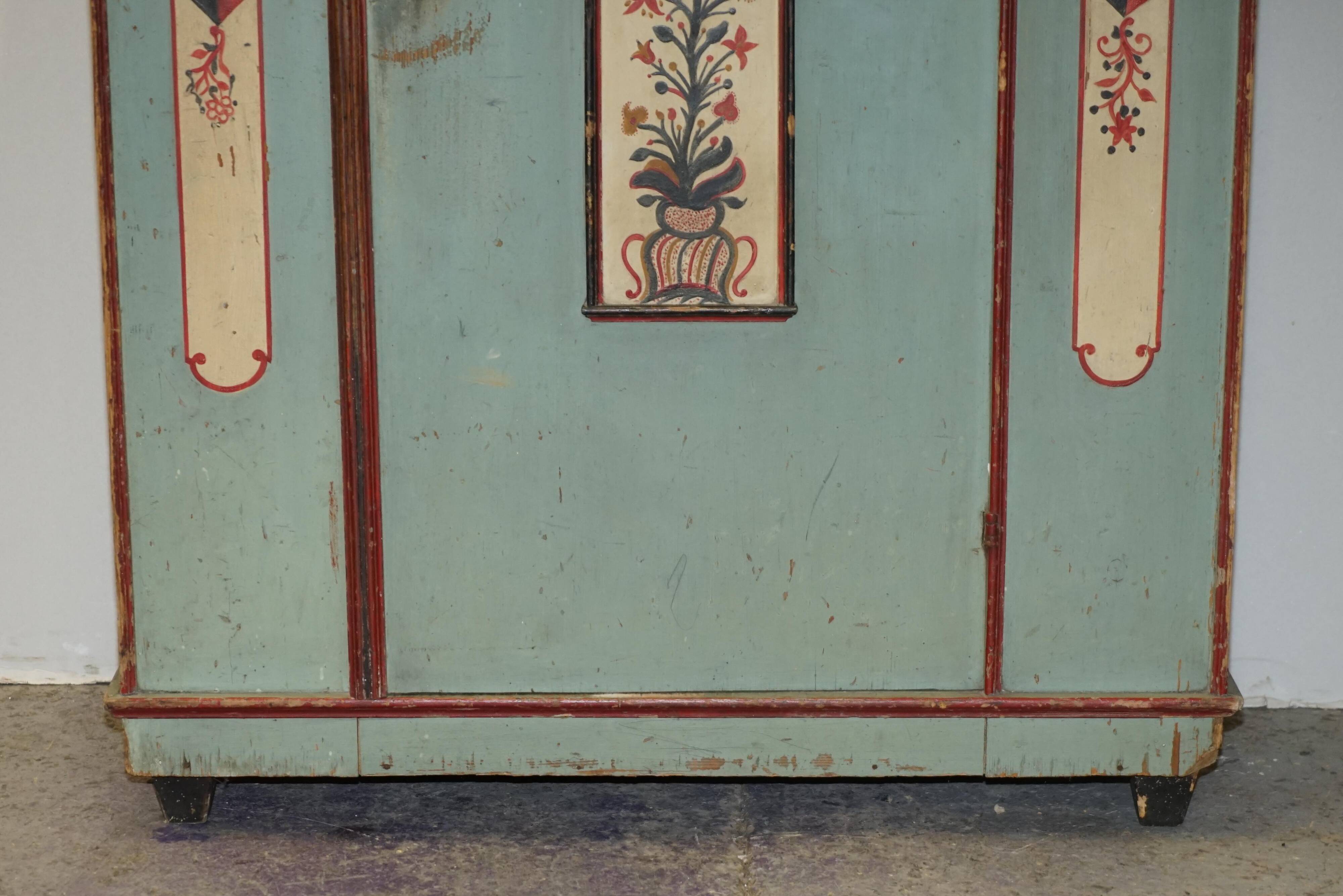 Antique German wedding armoire, hand-painted, 1818.