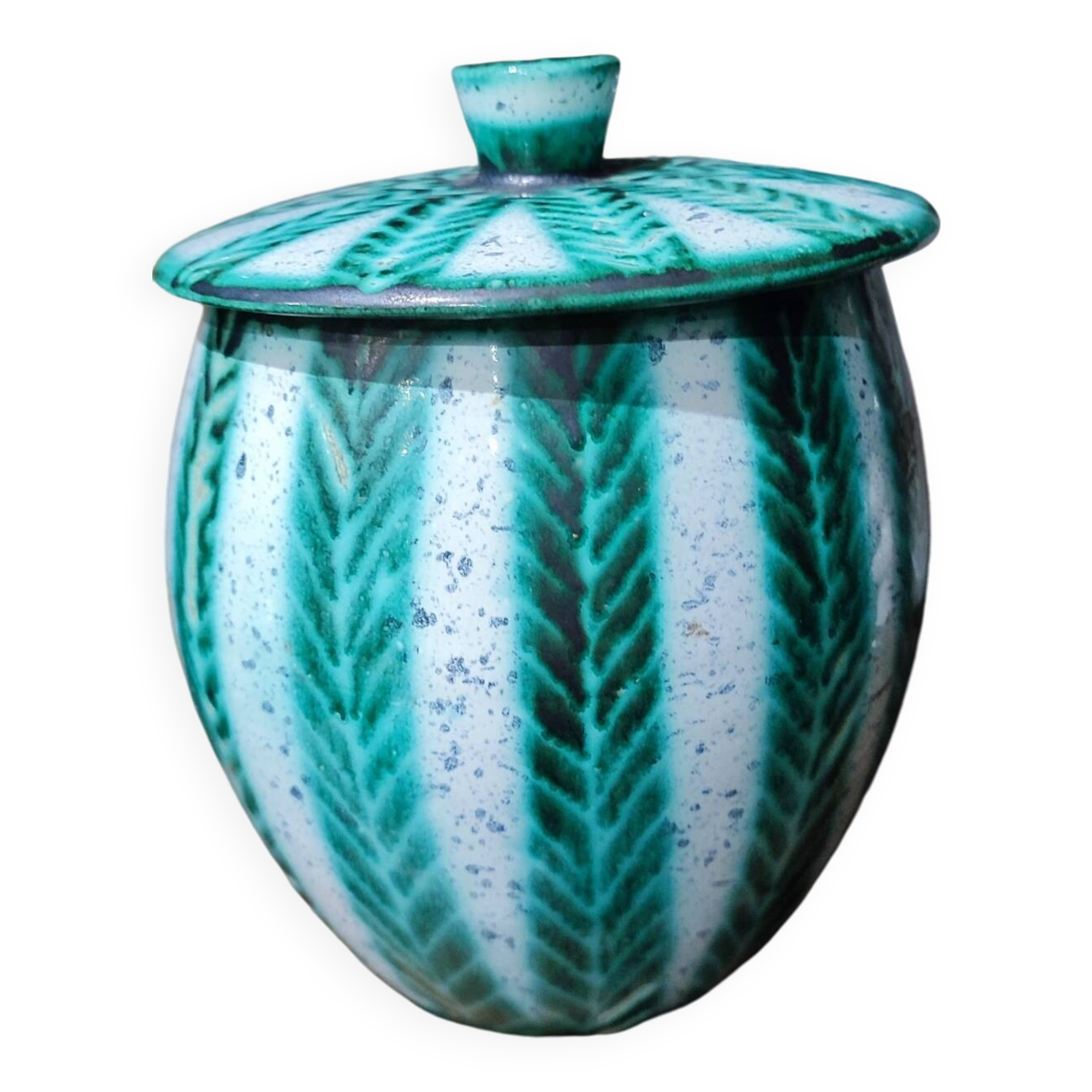 Vallauris ceramic covered pot signed Charles Voltz