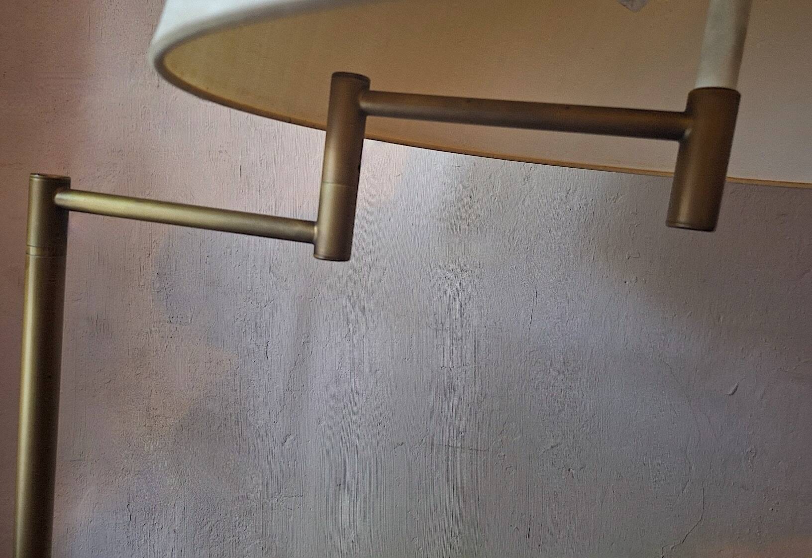 Walter von Nessen brass swivel-arm floor lamp with uplight, 1960s