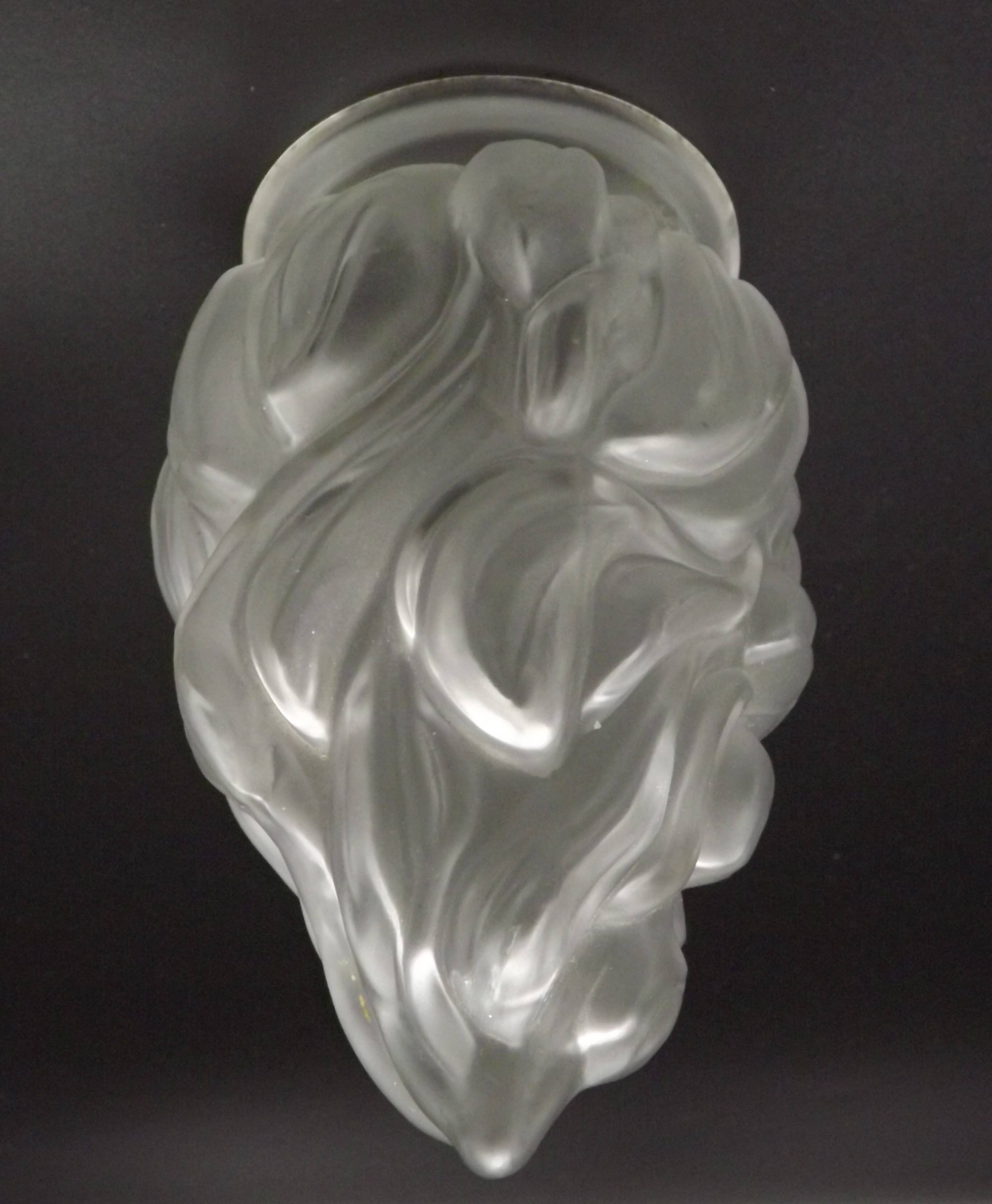 French Art Deco Opaque Glass Flame Shade • Vintage Lamp Shade Replacement