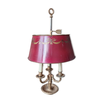Lampe bouillotte en bronze massif de style Louis XVI à trois lumières