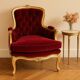 Louis XV armchair in gilded wood and garnet red velvet
