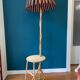 Lampadaire liseuse vintage en rotin