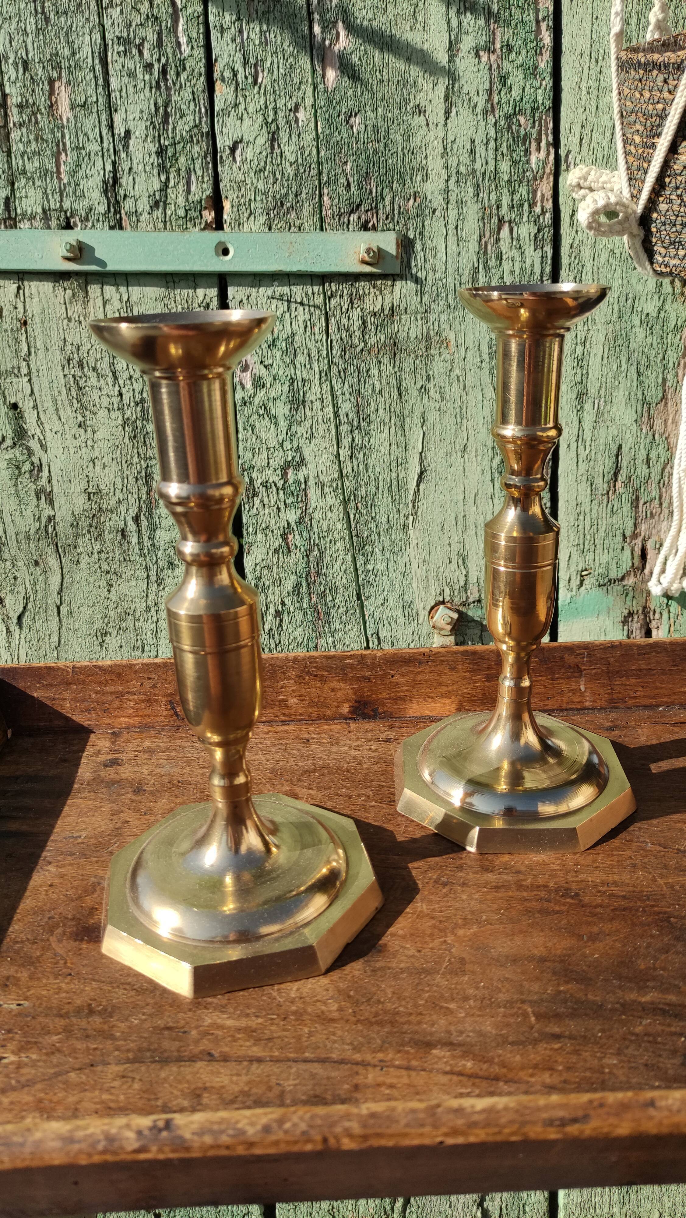 Pair of golden candle holders
