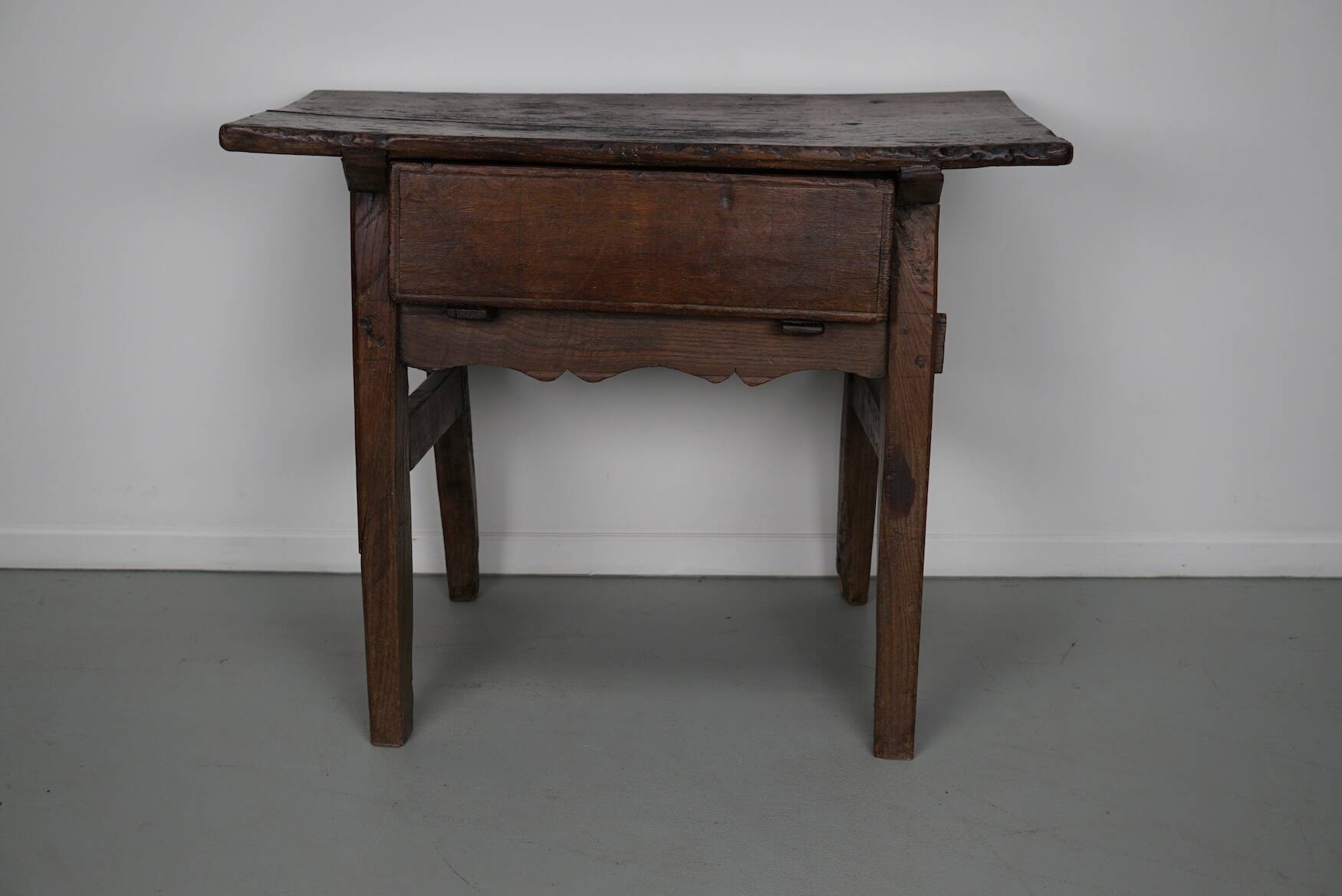 Antique Spanish Rustic Chestnut Side Table/Console, 18th Century