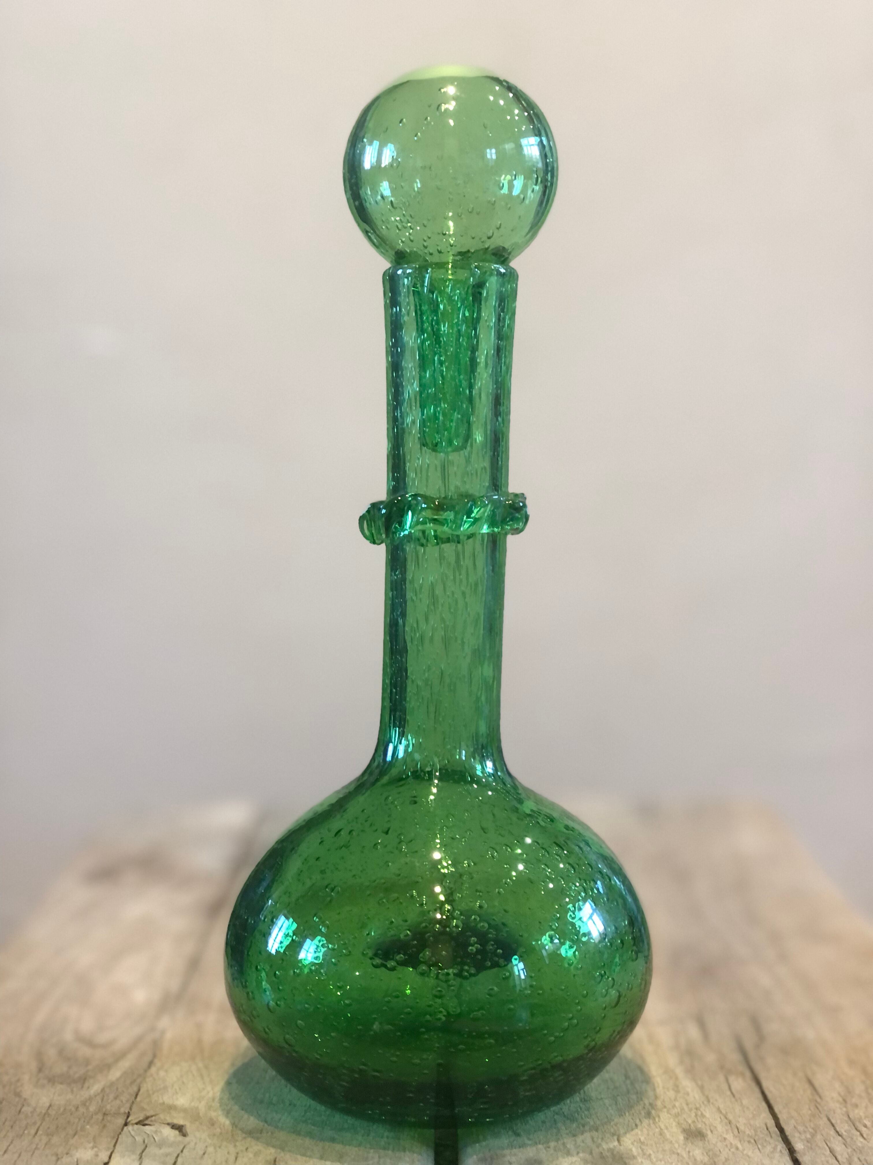 Bubbled glass decanter signed Biot