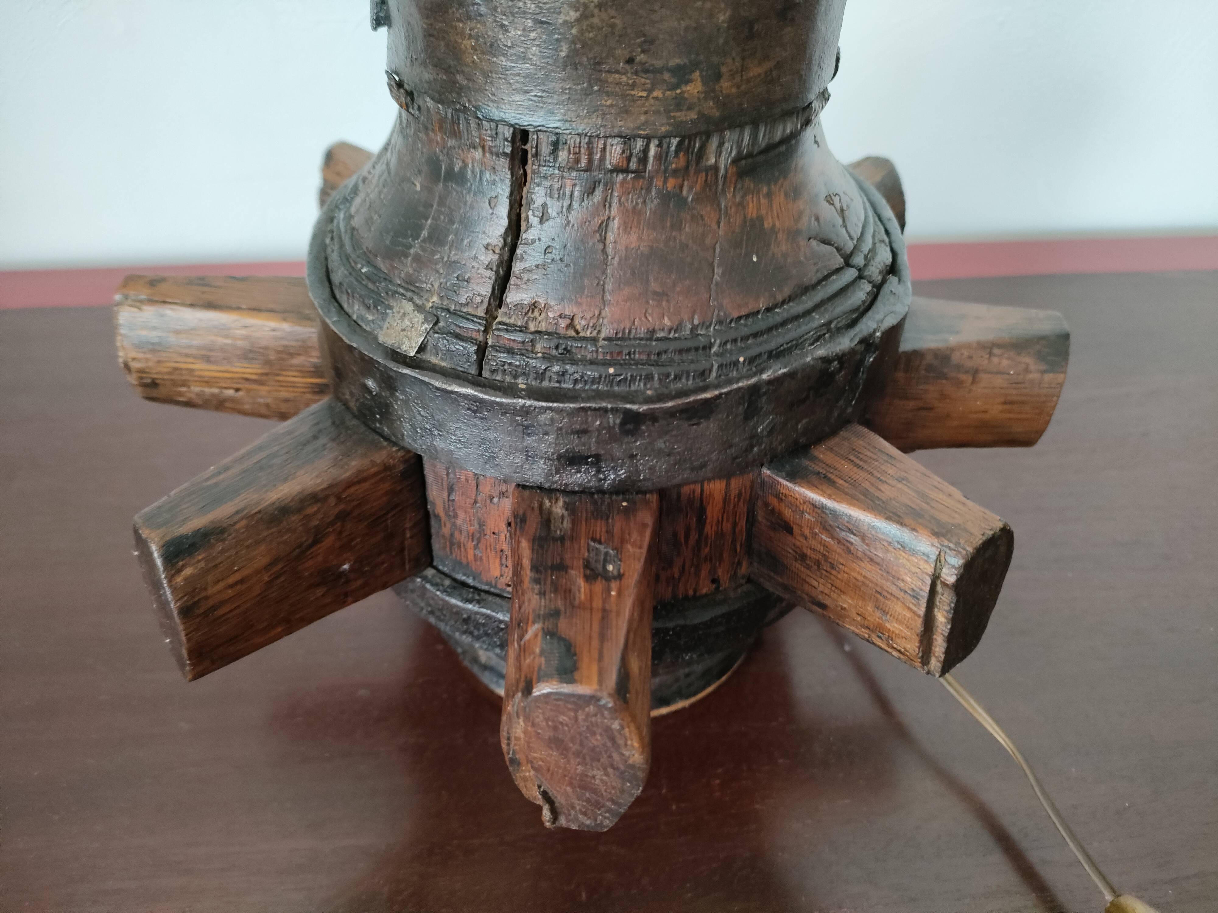 Old wheel hub lamp ~ brutalist art ~ 50's ~ france