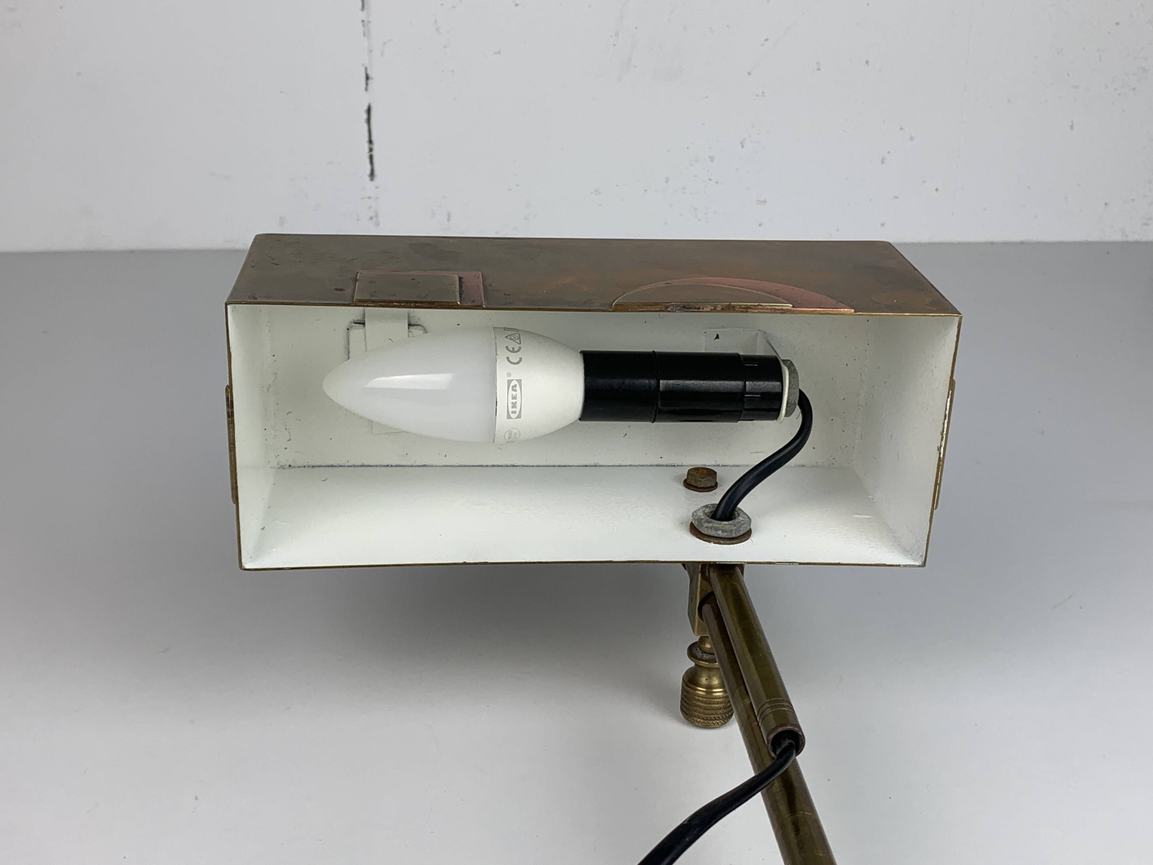 Brass Bauhaus Art Deco architectural Marcel Breuer style desk or table lamp