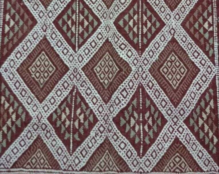 Brown margoum rug hand-woven in natural wool