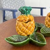 Vintage ceramic pineapple-shaped mustard pots - tableware