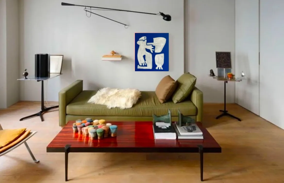 Canvas painting "Happy men" off-white