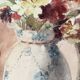 Nature morte, aquarelle bouquet de fleurs, signée L. de Bouvry