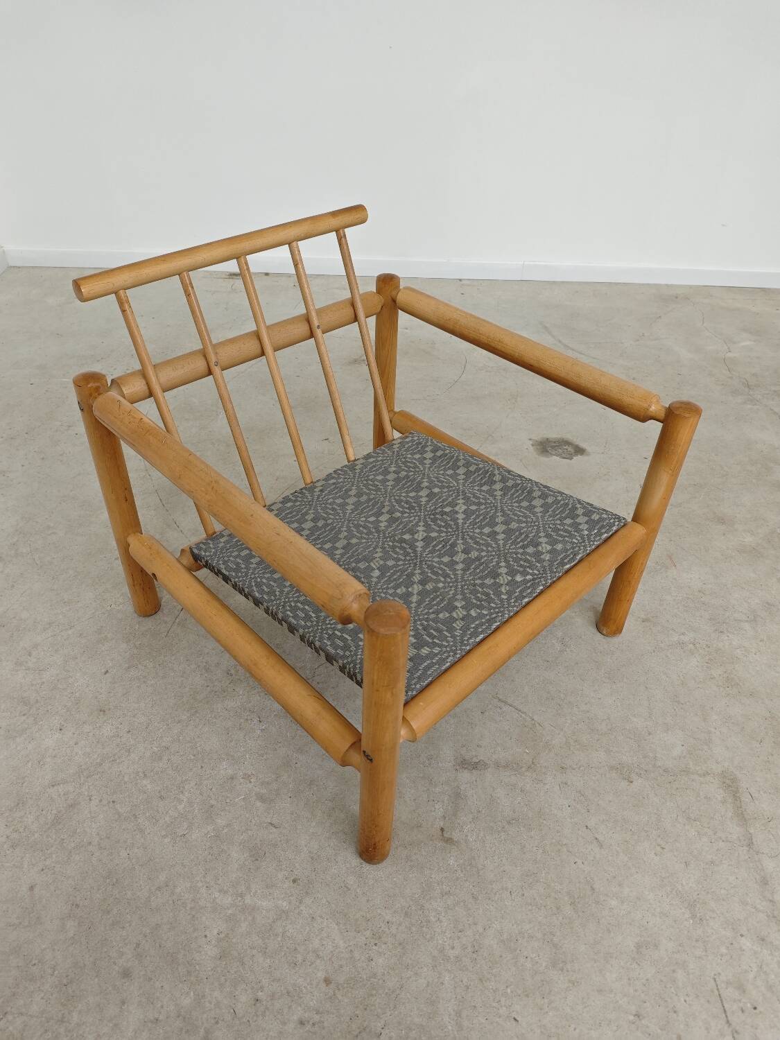 Pair of chalet style armchairs in green fabric