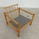 Pair of chalet style armchairs in green fabric