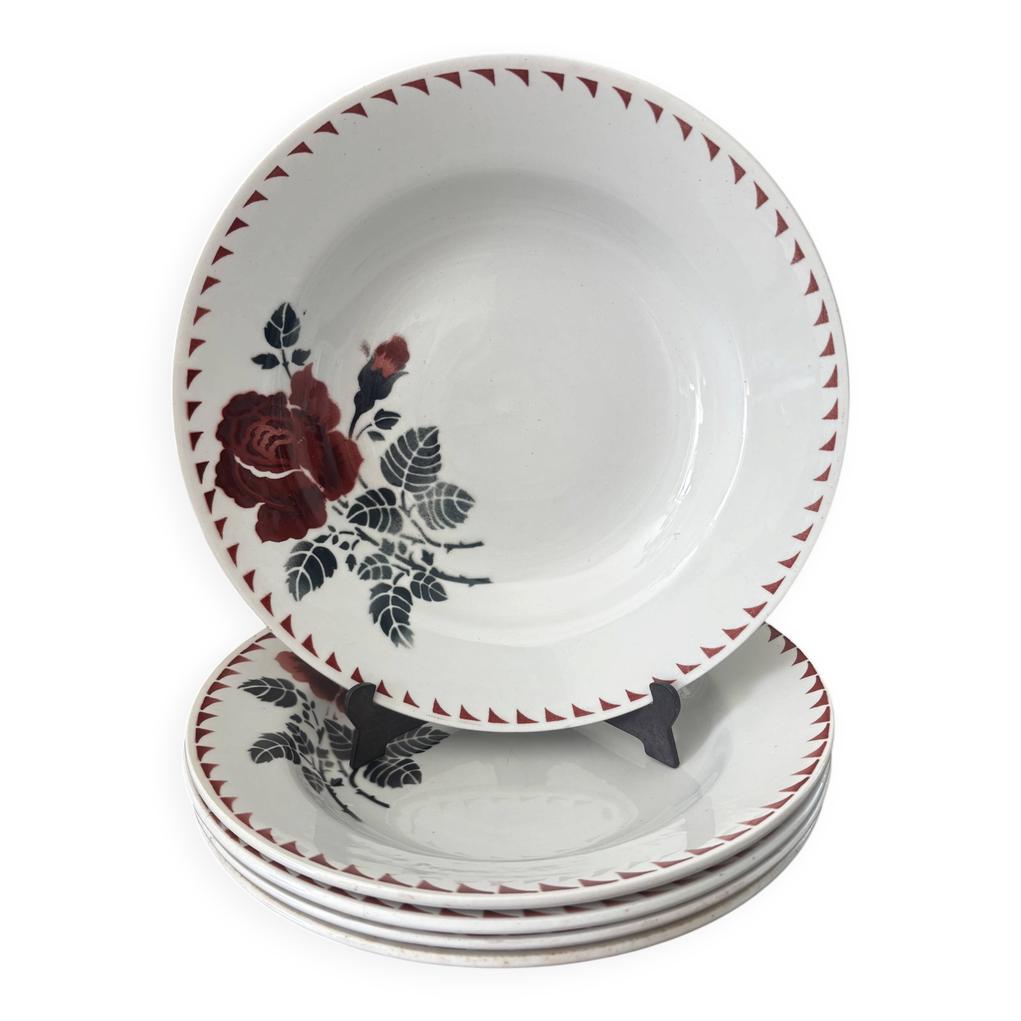 Vintage lot of 5 deep plates l’amandinoise café mars