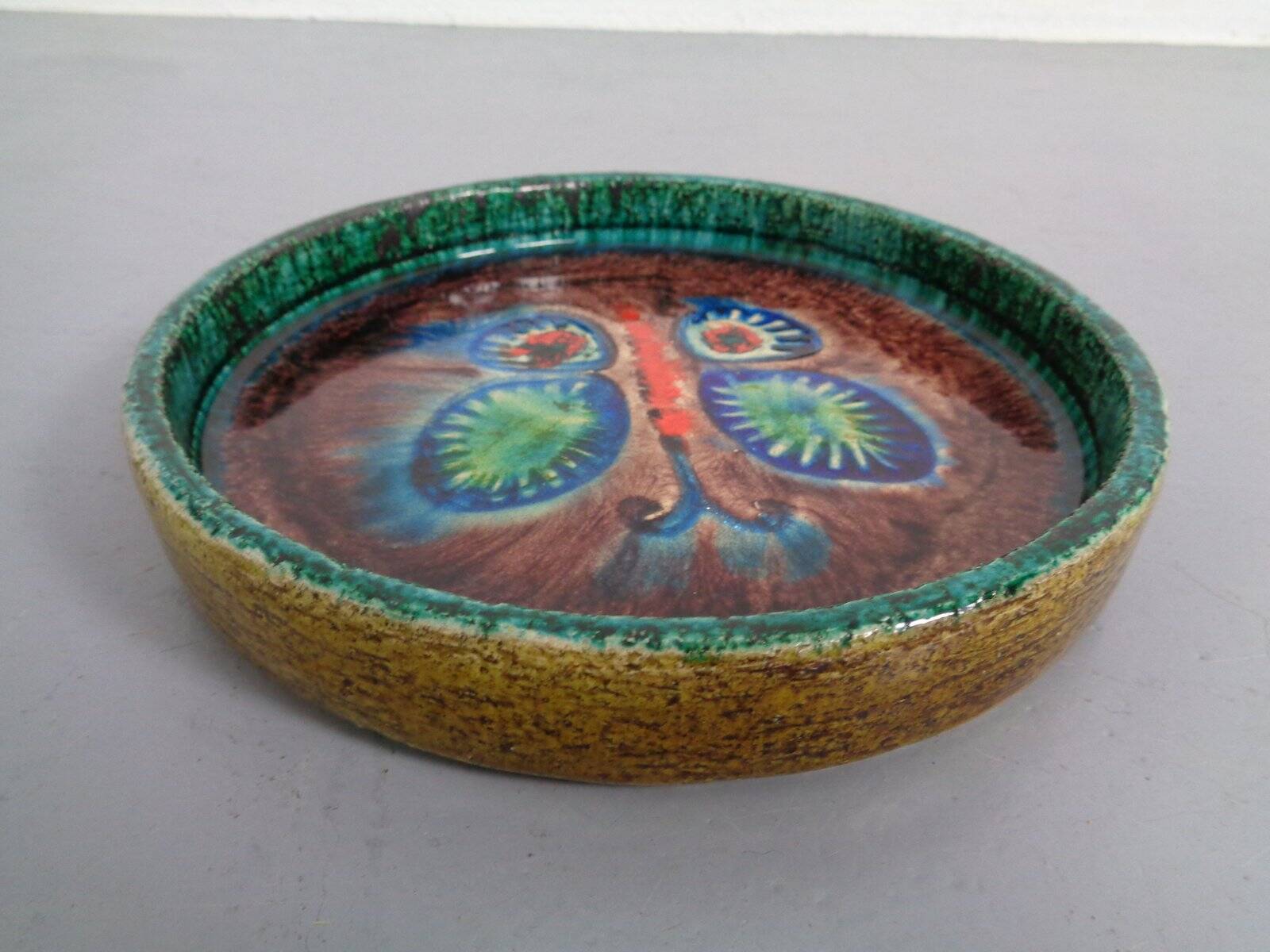 Majolica Butterfly Ceramic Bowl, 1960s
