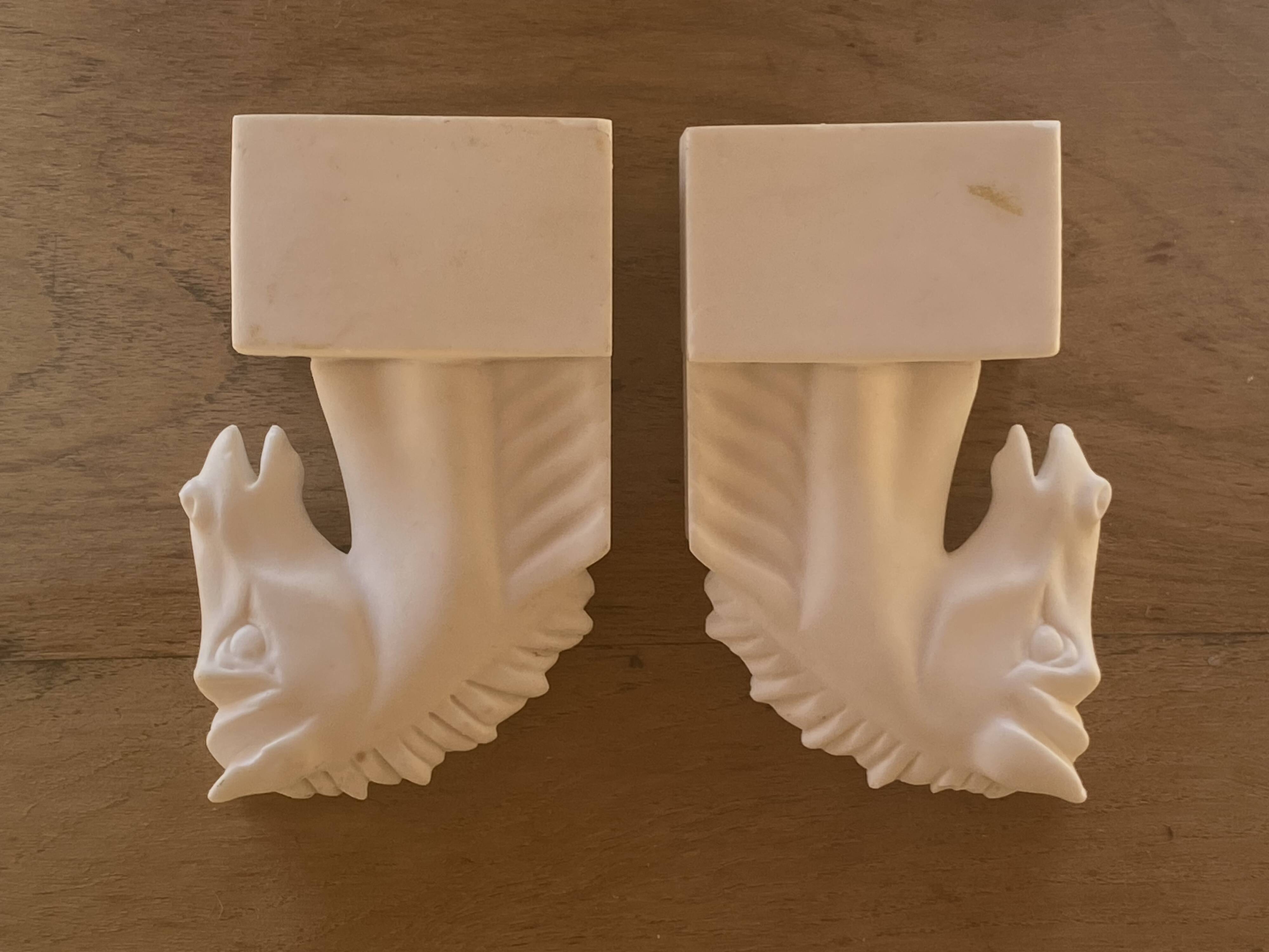 Pair of horse head bookends natural stone
