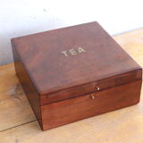 Tea box in wood and brass