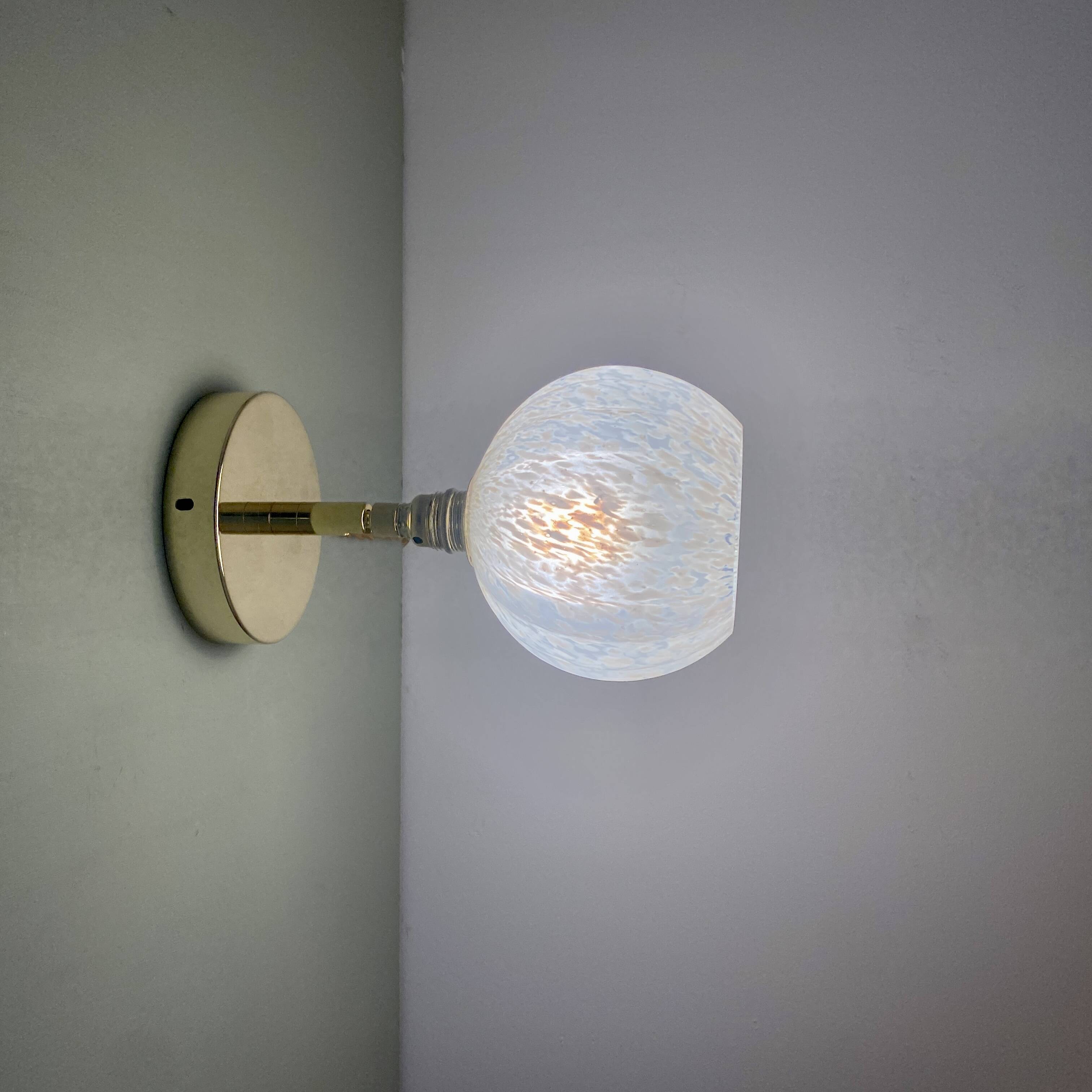 Vintage tulip wall light in white Clichy glass