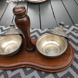 Wood and pewter desk accessory