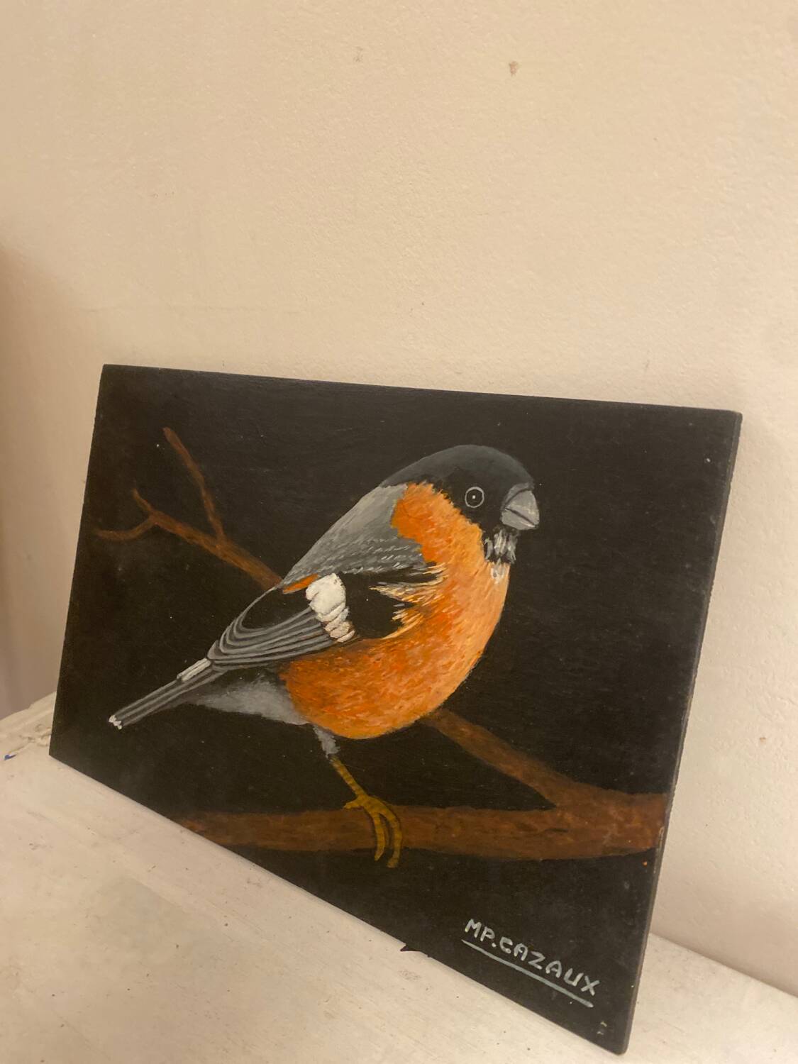 Bird painting on wood