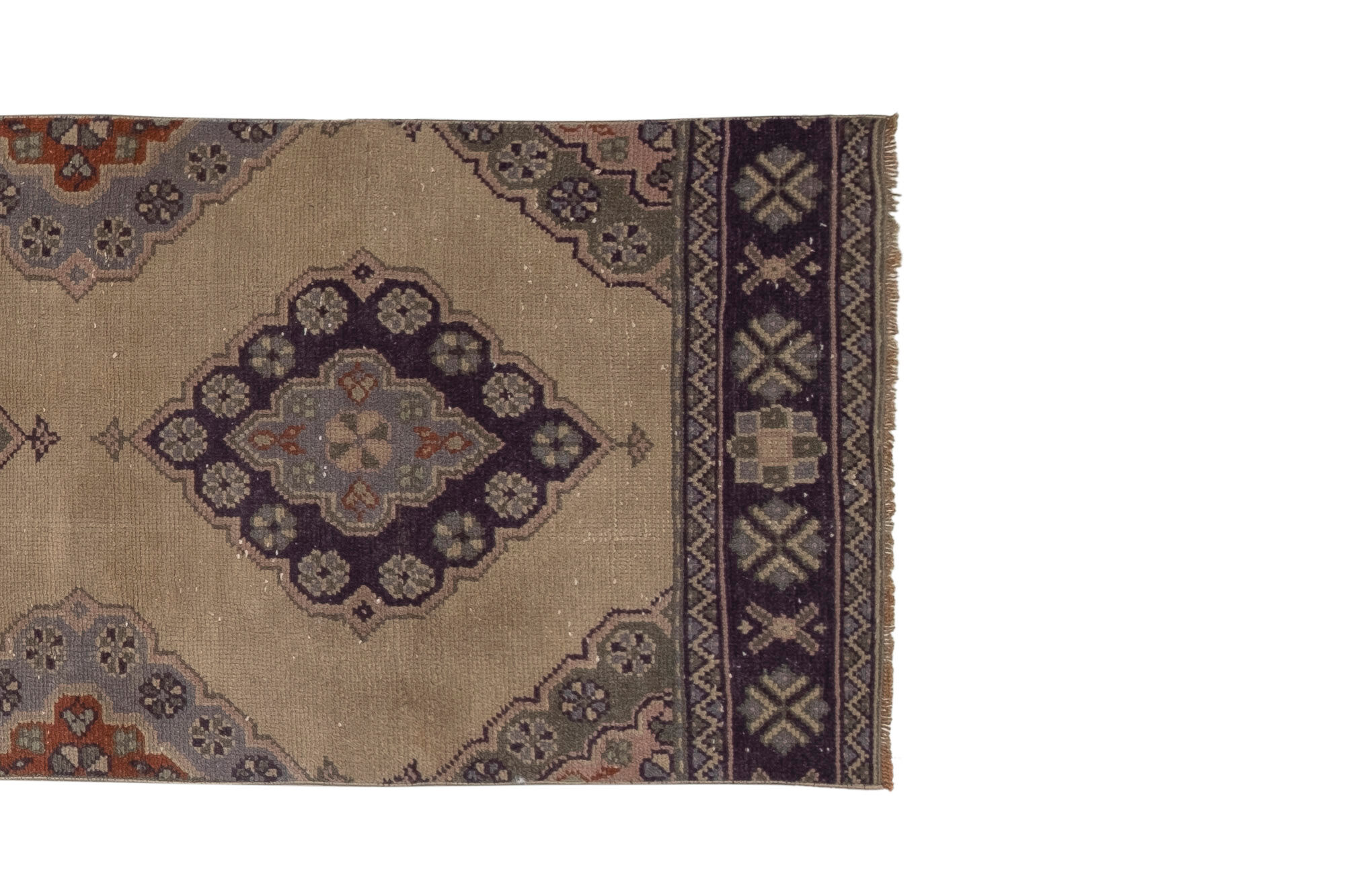 Oushak runner rug turkish hand knotted distressed hallway rug 75 x 348 cm