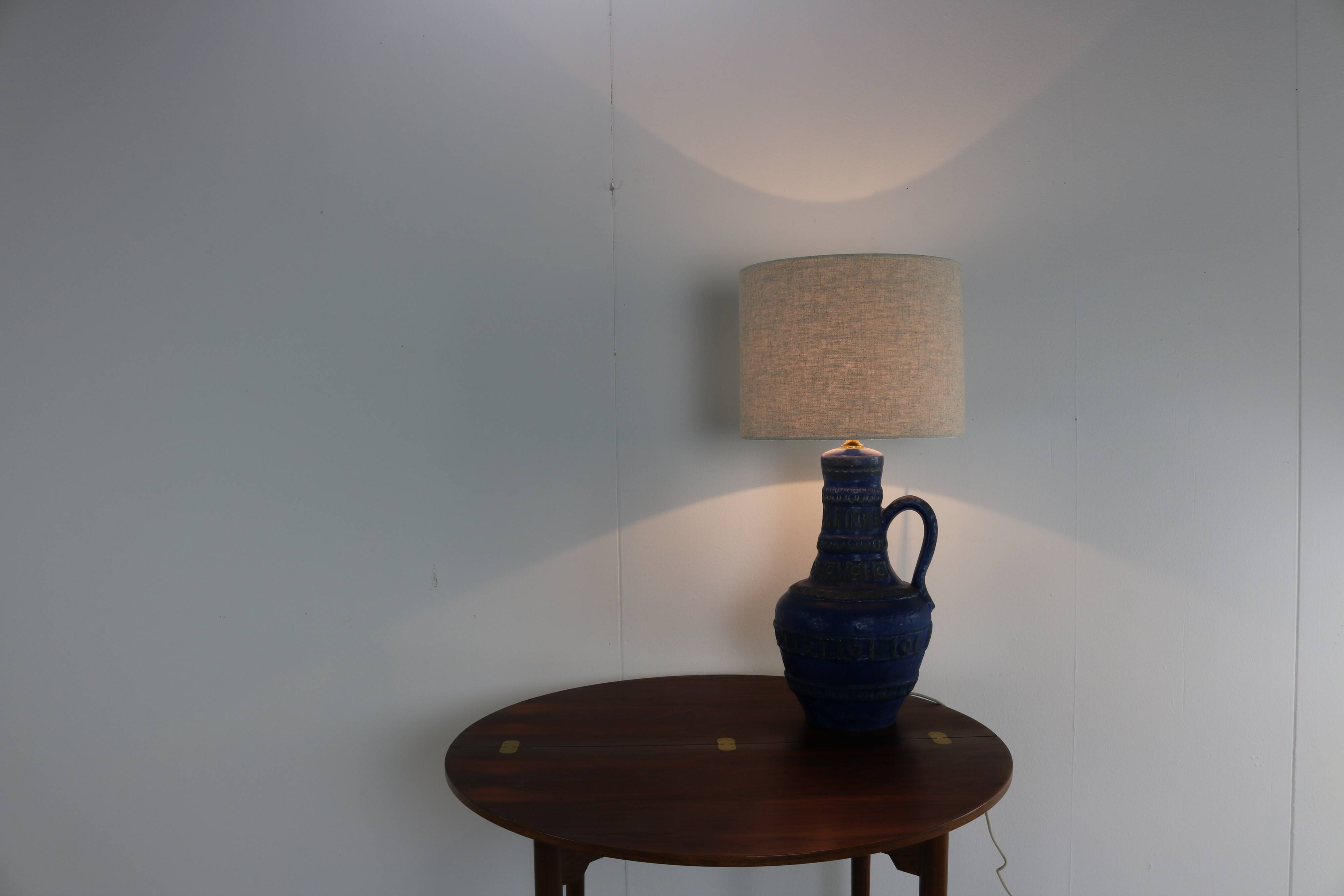 Beautiful sixties blue ceramic floor / table lamp