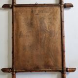 Large antique turned wood mirror in bamboo style, late 19th century, 58 x 45 cm