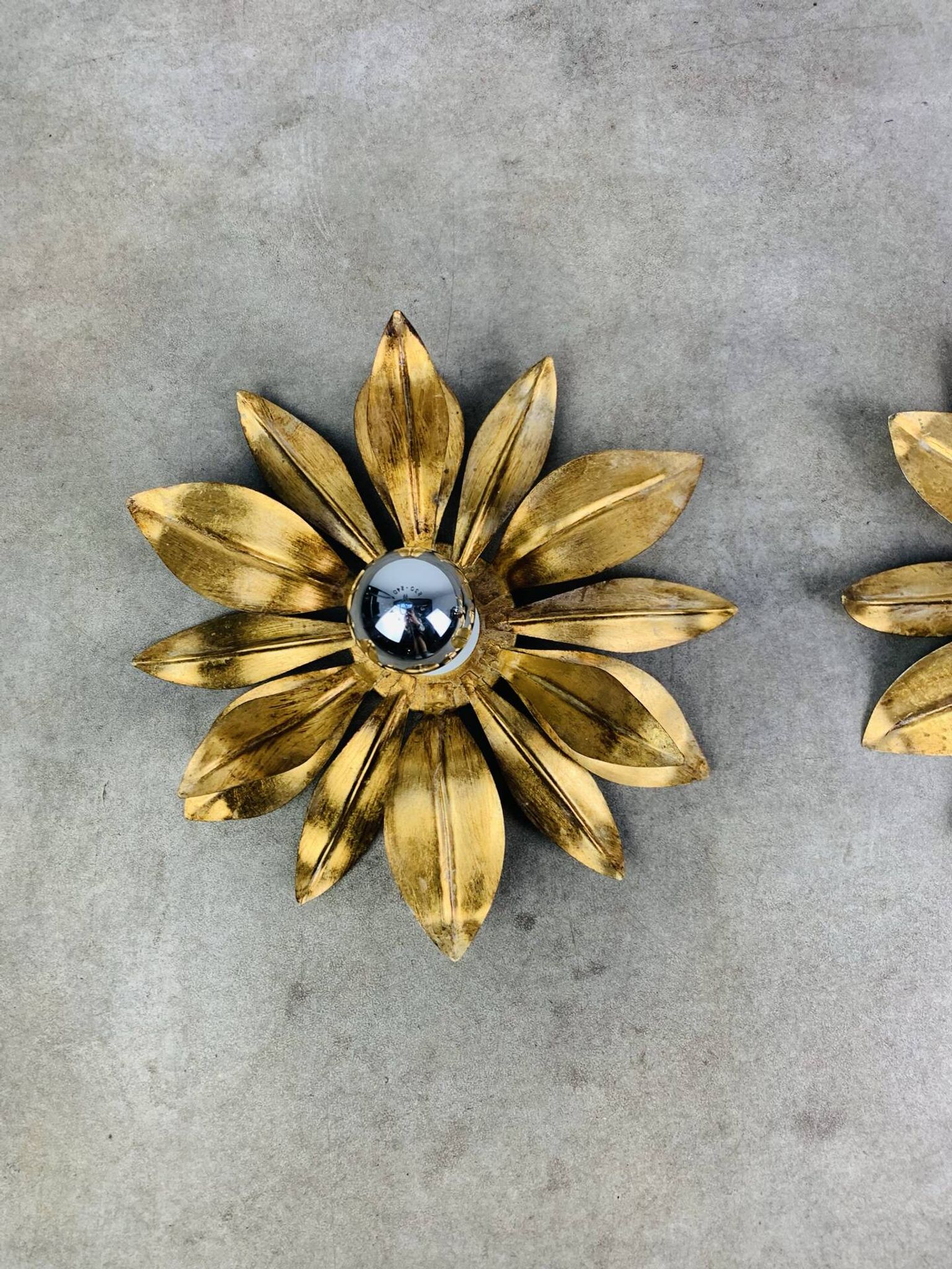 Pair of gilded Florentine wall sconces by SEP Light Firenze, Italy.