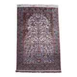 Handmade cashmere wool and silk rug 183x123cm