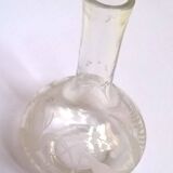 Petit vase ancien verre ou cristal scène oiseaux fougères signé