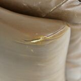 Rotating Scandinavian leather armchair, Swivel Sweden, 1970