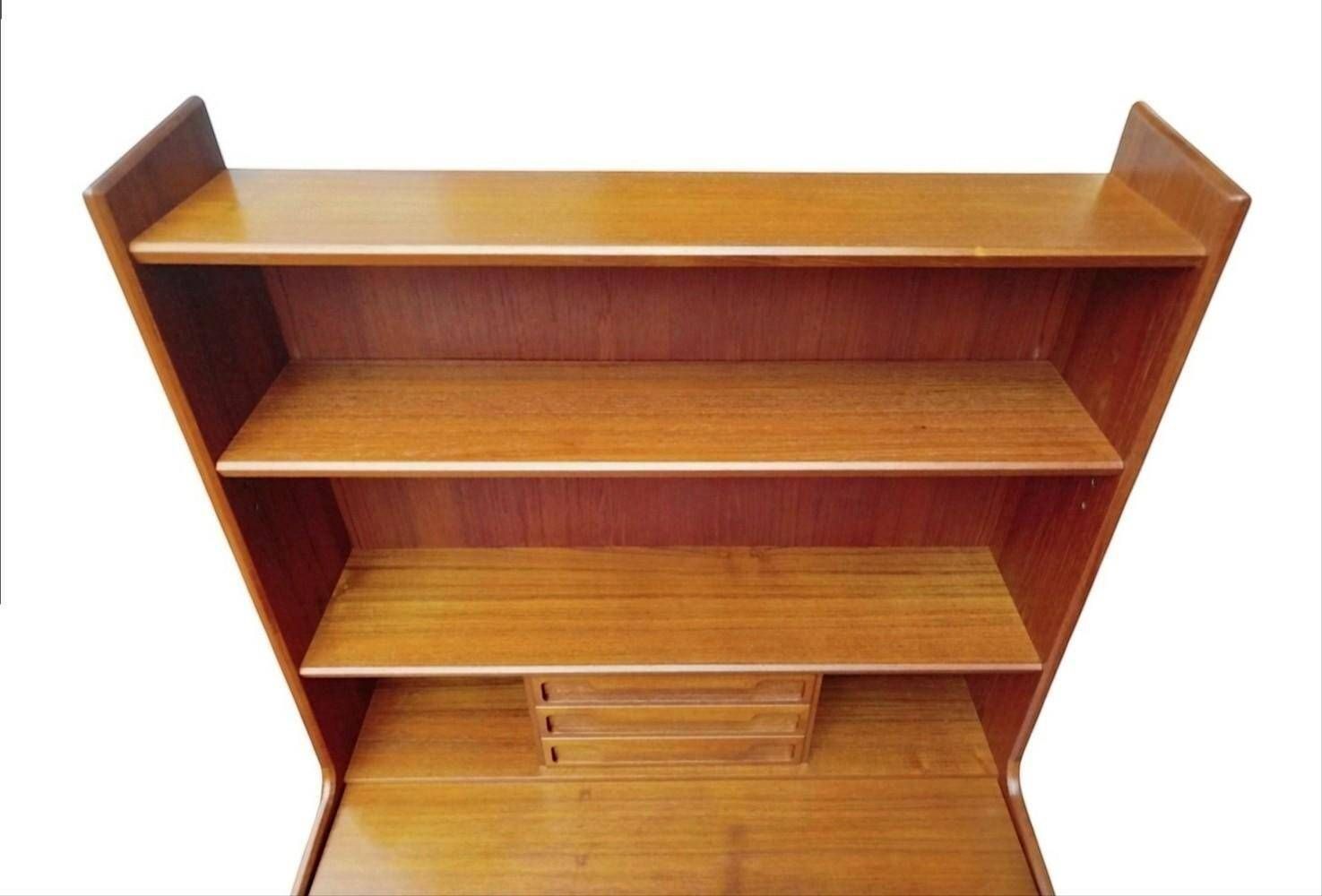 Danish teak secretary bureau with bookcase, Larsens Møbler, 1960s