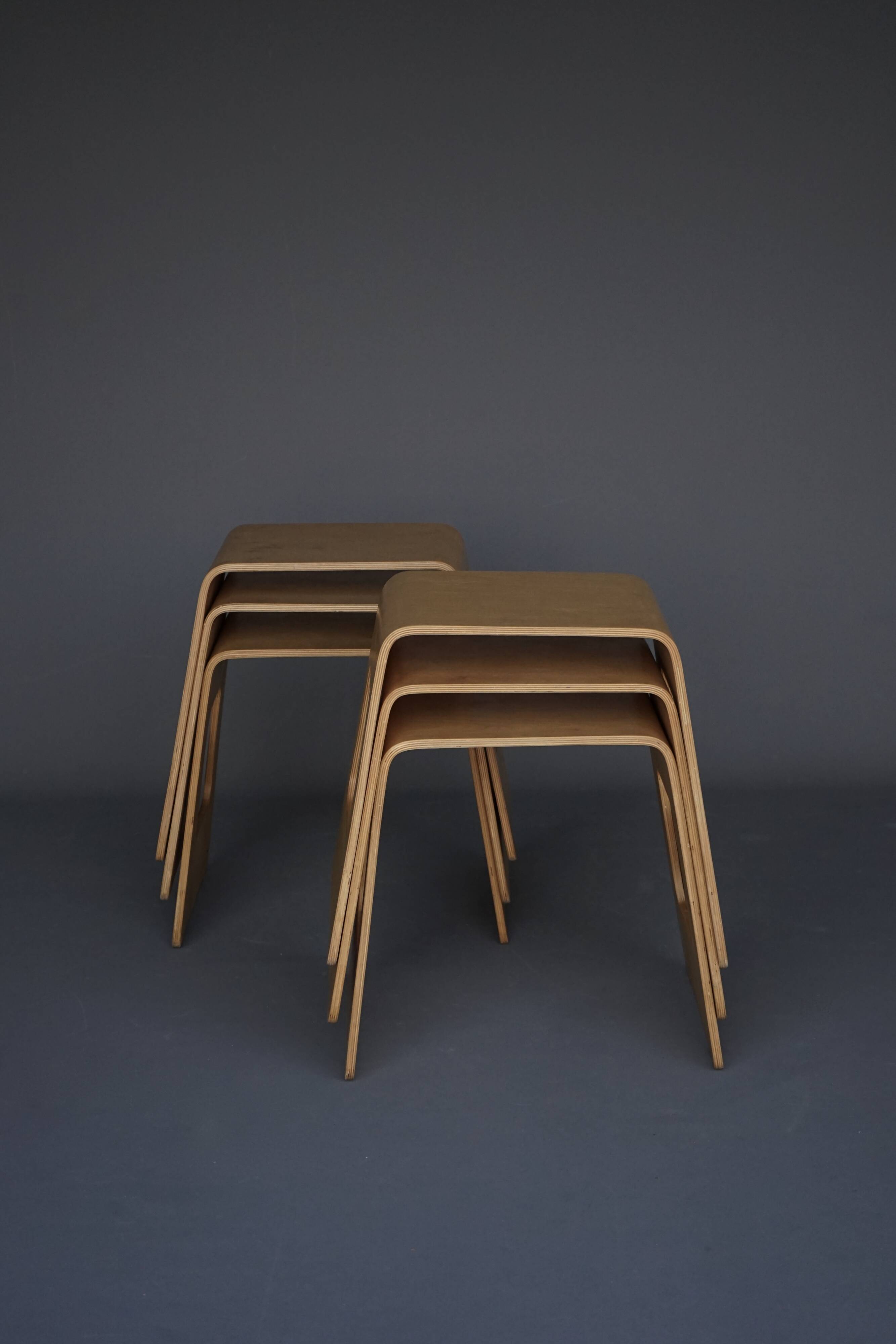 Tabourets Benjamin vintage IKEA en contreplaqué par Lisa Norinder, 1999. Lot de 6