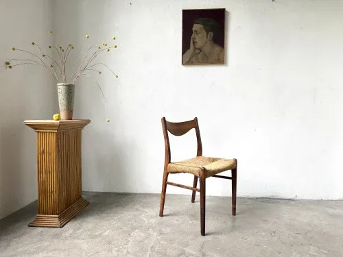 GS60 chair in exotic wood and straw, Arne Wahl Iversen, 1960s