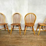 Series of 4 chairs in pine 1970