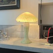 Grey-green mushroom lamp in glass