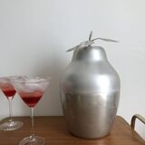 LARGE PEAR OR QUINCE IN BRUSHED ALUMINUM ICE BUCKET MADE IN ITALY AROUND 1970