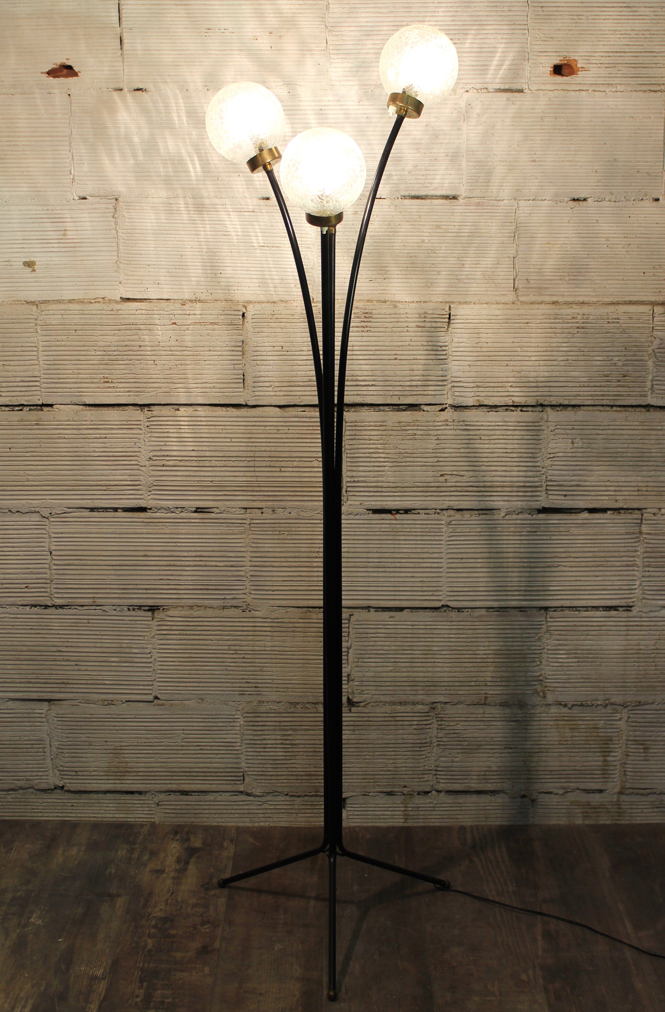 Floor lamp with three lights years 50