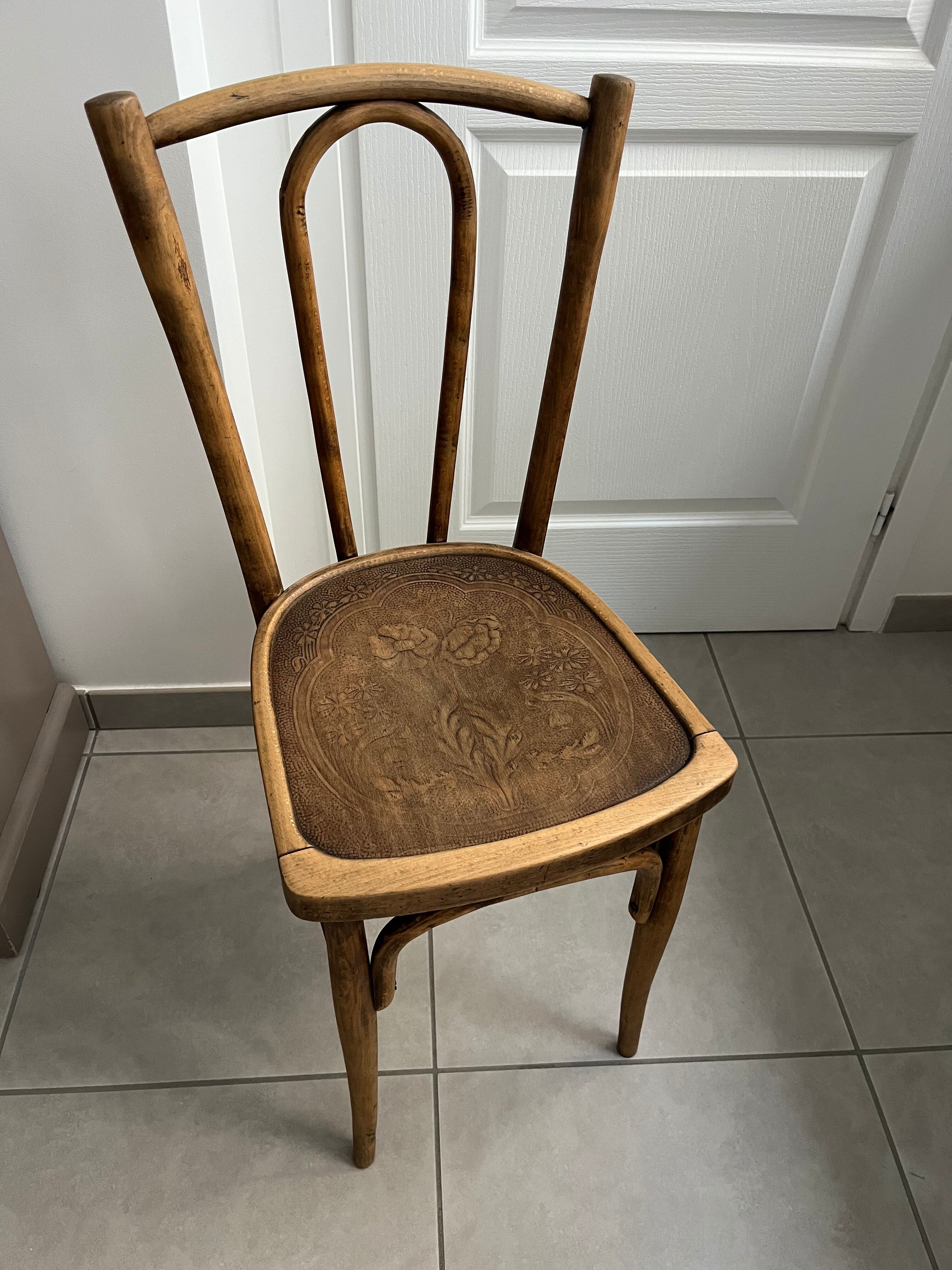 Chaise bistrot assise coquelicot, 1900