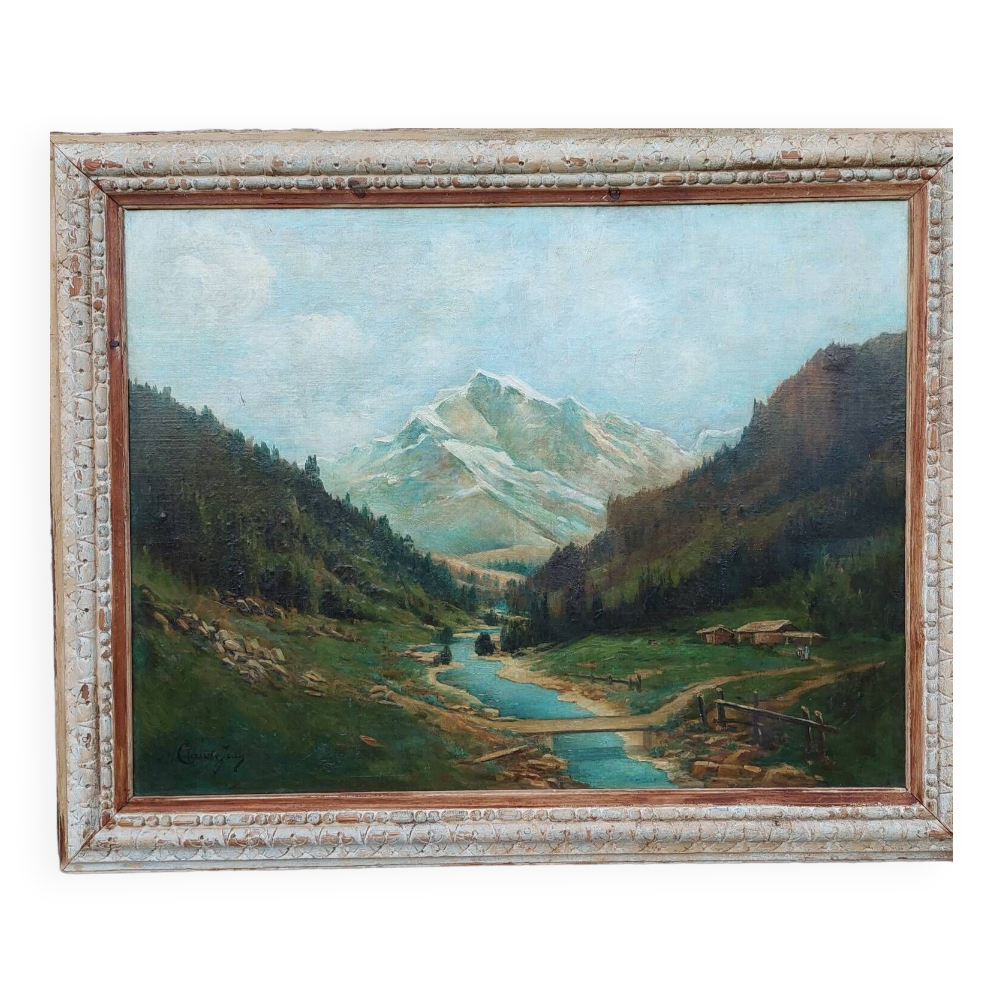 Large antique mountain painting
