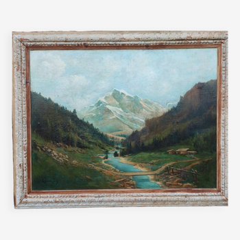 Large old mountain painting