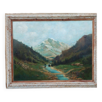 Large old mountain painting