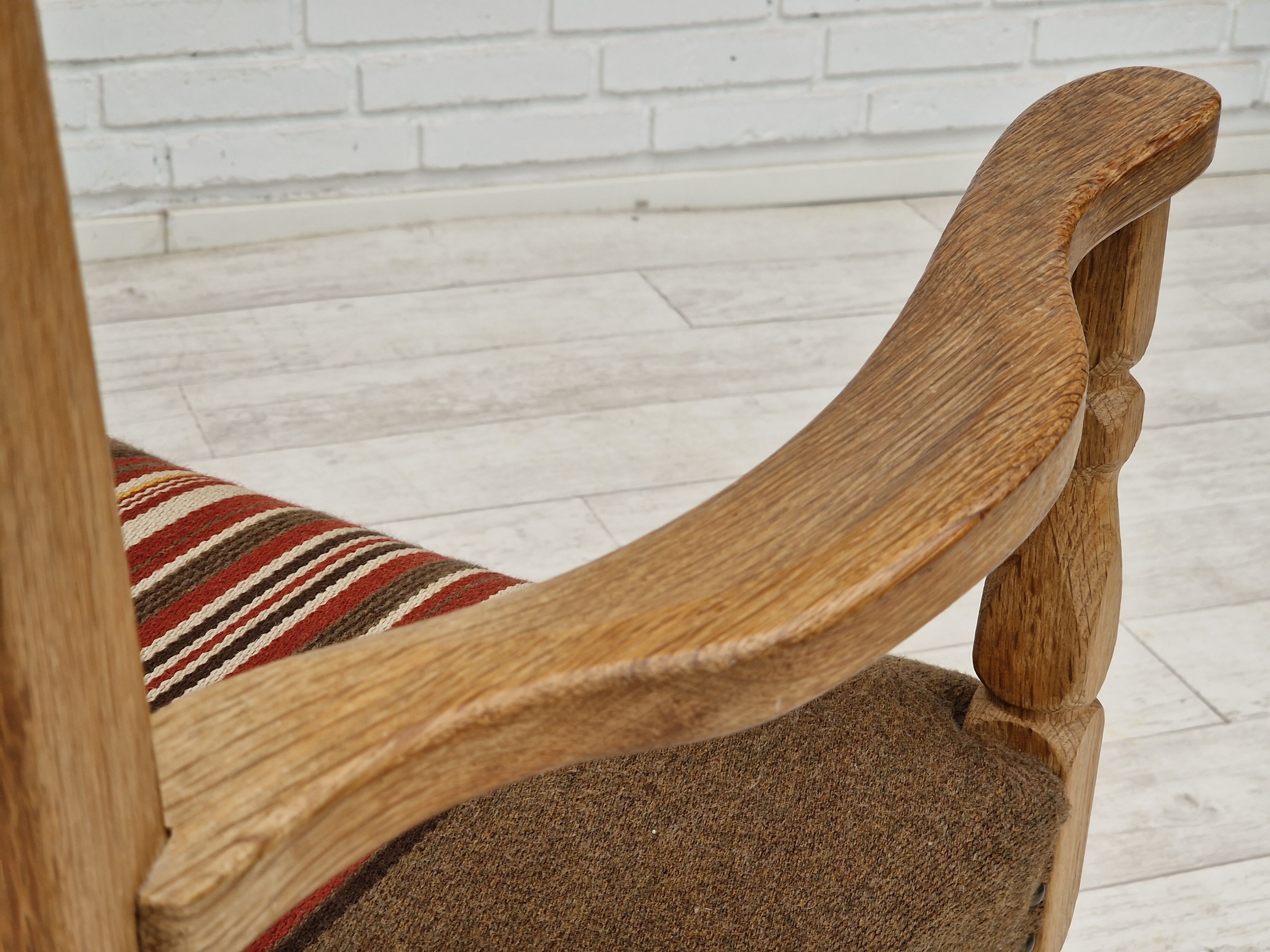 1960s, Danish design, armchair, oak wood, furniture wool.