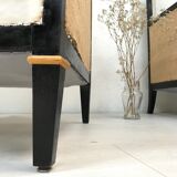 Paire de fauteuils en bois noirci