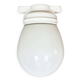 Vintage Porcelain Ceiling Light with Milk Glass , 1950s