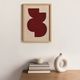 Abstract painting on paper, dark red illustration signed Eawy.